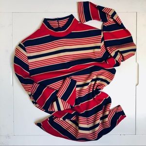 Authentic 70s Stripe Mock-Neck Top S/M